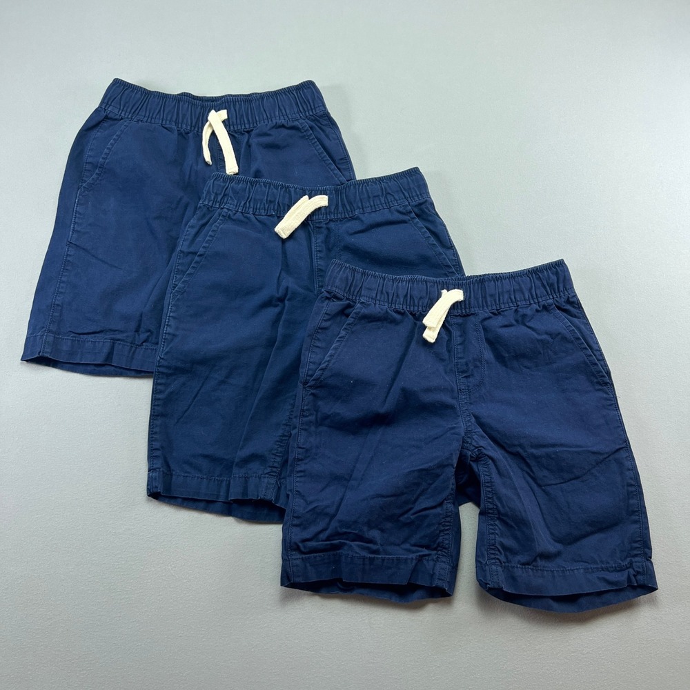 Set Of 3 The Children's Place Pull On Shorts Boys 7 Blue Chino Loose Fit Cotton